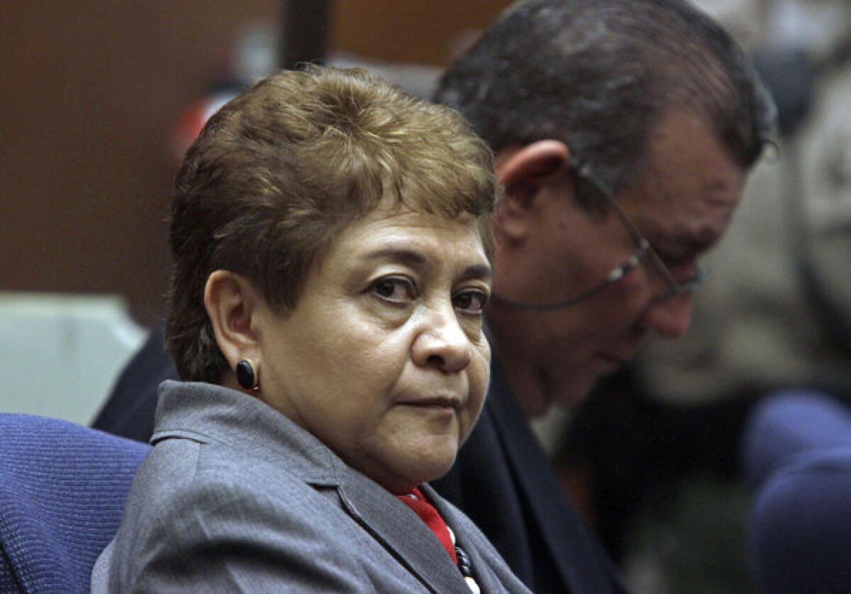 Former Bell councilwoman Teresa Jacobo, shown in court earlier this year, testified Thursday in the case against Angela Spaccia, Bell's onetime second in command. Jacobo has already been convicted of corruption charges.
