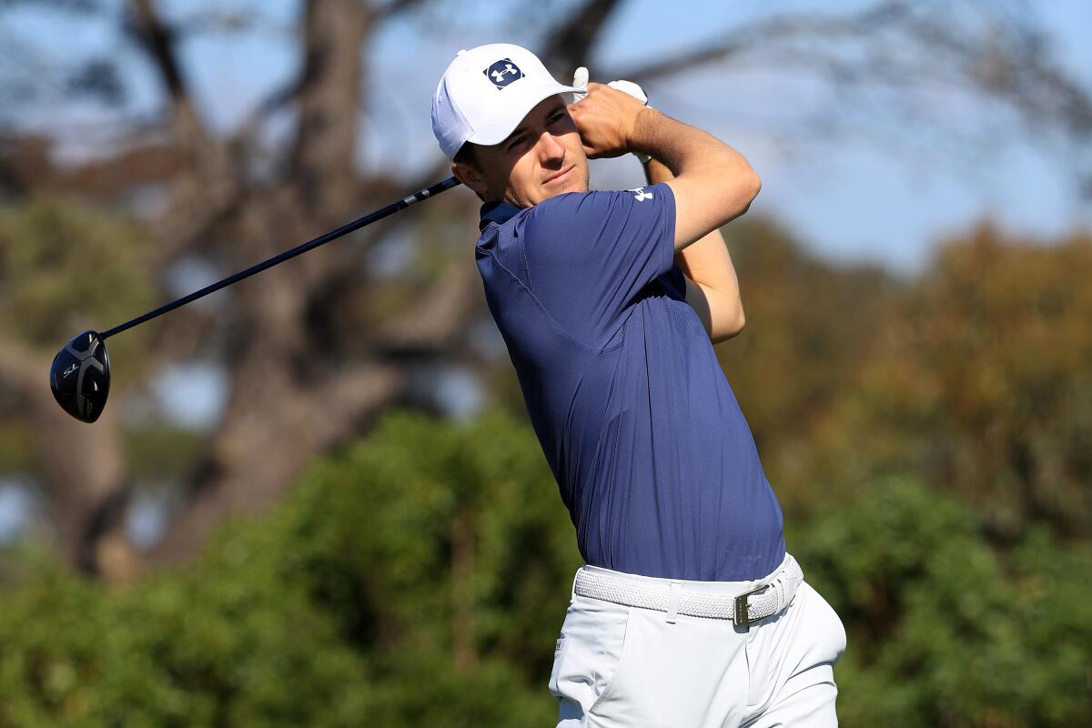 Jordan Spieth plays a shot during the pro-am tournament at the Farmers Insurance Open in San Diego on Wednesday.