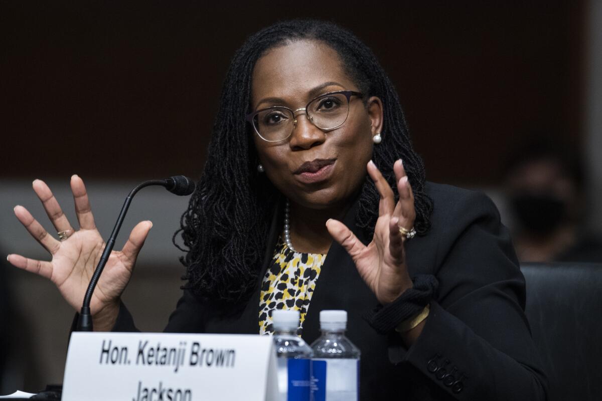 Ketanji Brown Jackson, nominated to be a U.S. Circuit Judge, testifies at a Senate Judiciary Committee hearing.