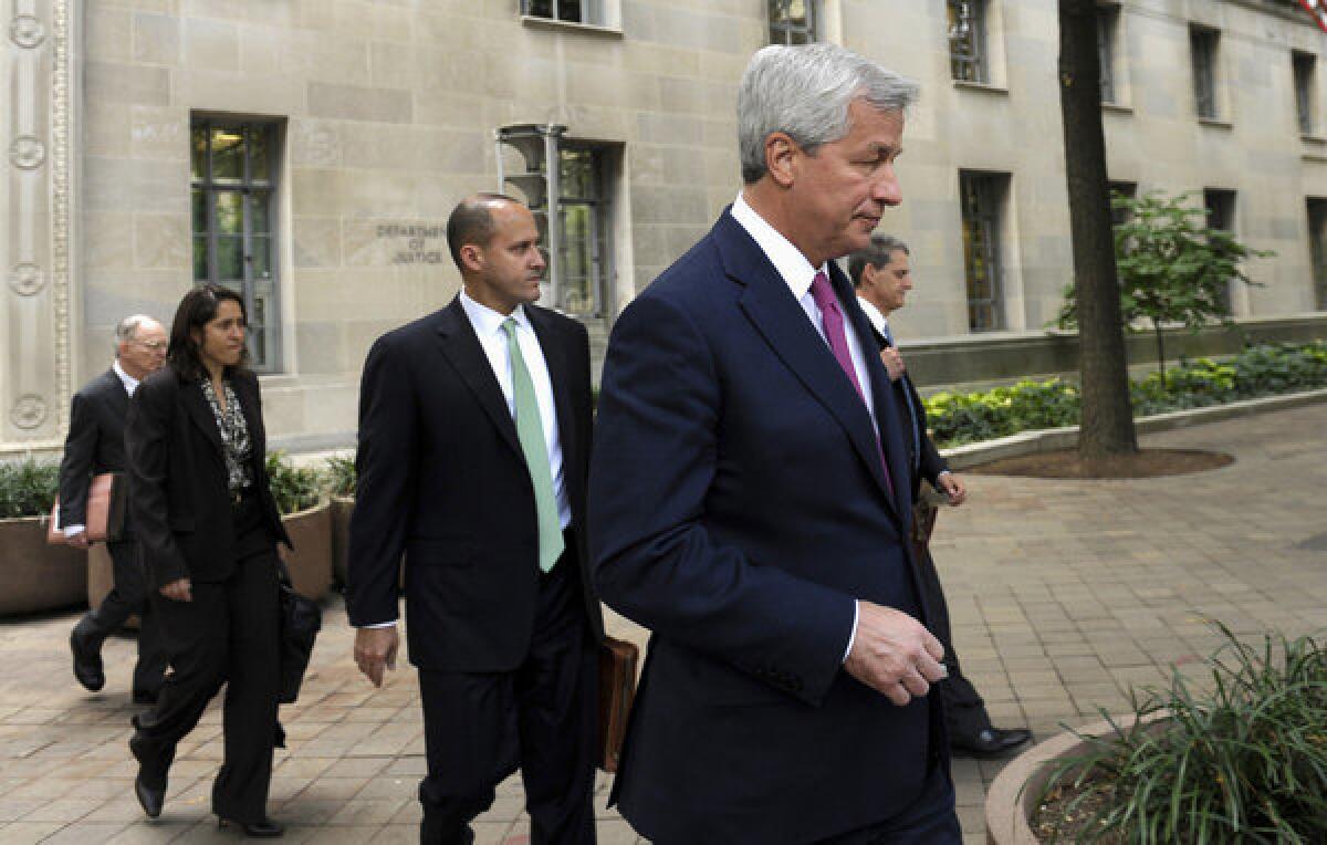 JPMorgan Chase Chairman and CEO Jamie Dimon leaves the Justice Department in Washington last month.