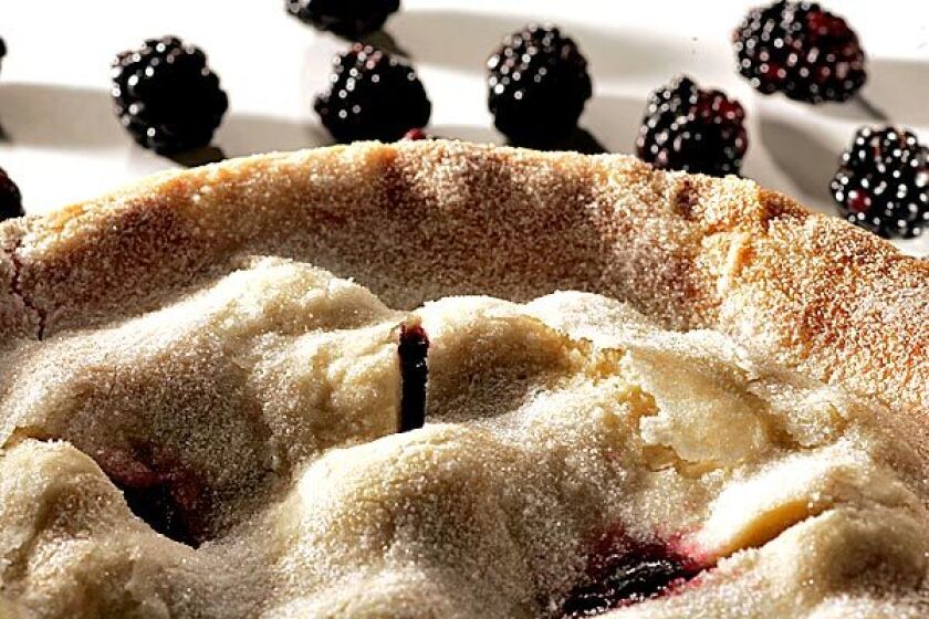 You sprinkle a generous coating of sugar over the top of this pie. Recipe: Blackberry pie