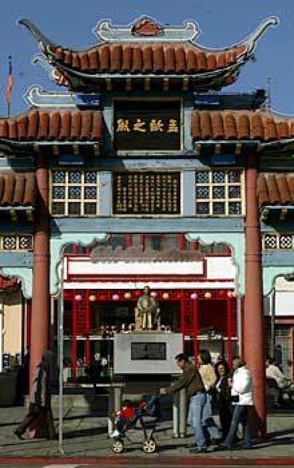 The gateway on Broadway marks the historic area of Chinatown.