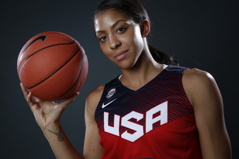 Candace Parker poses for photos at the 2016 Team USA media summit in Beverly Hills on March 9.