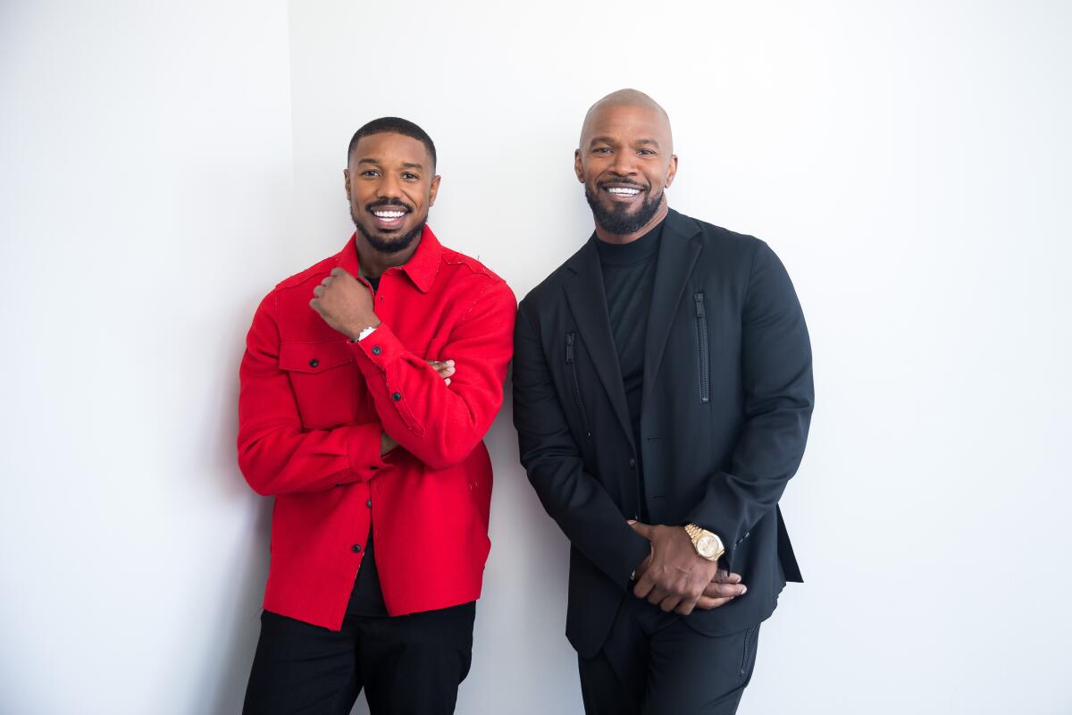 Michael B. Jordan, left, and Jamie Foxx star in "Just Mercy."