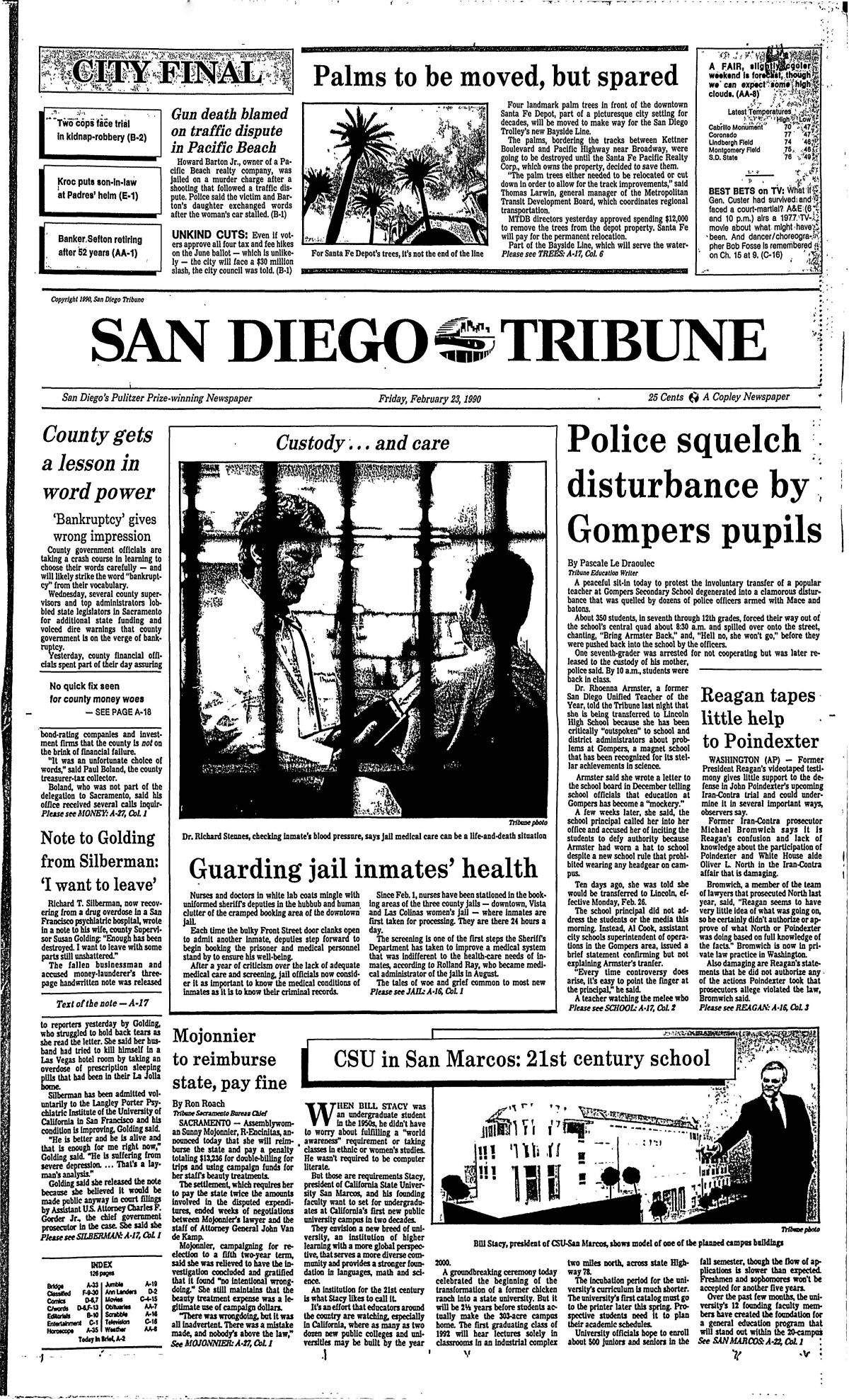 February 23, 1990 front page