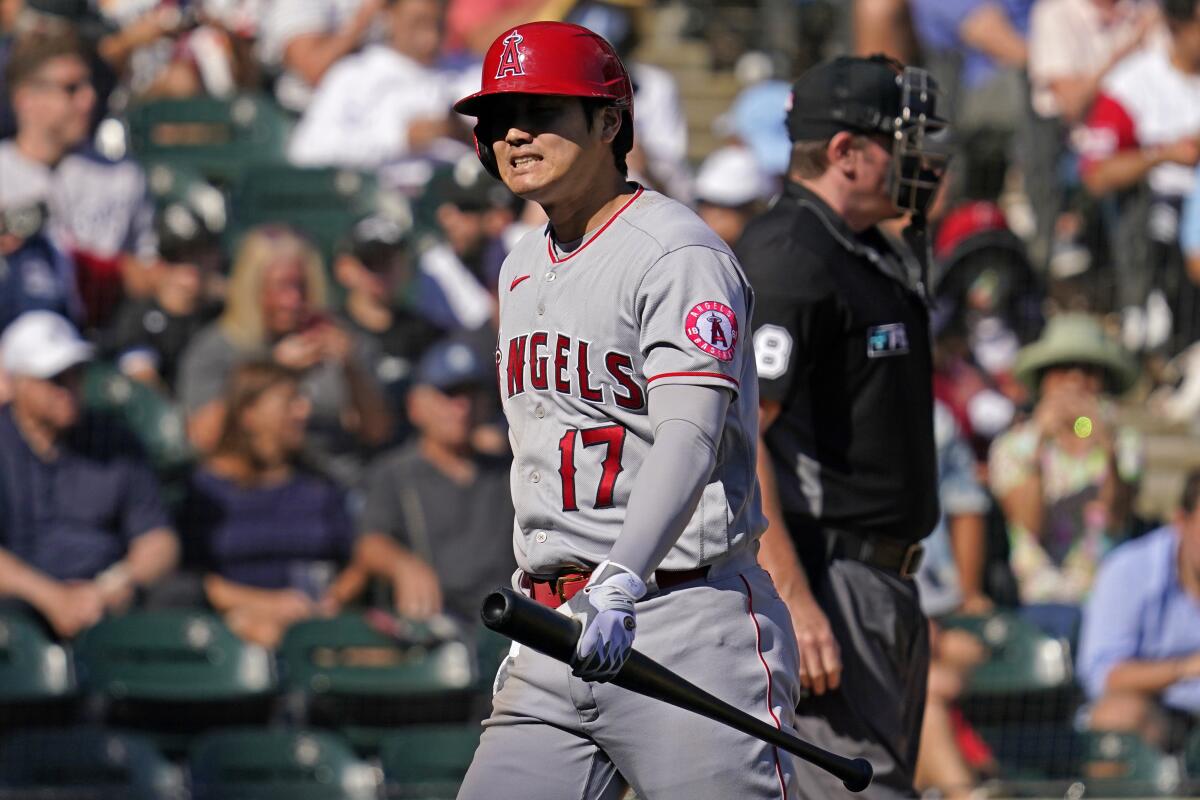 Angels two-way star Shohei Ohtani during the team's series in Chicago this week.