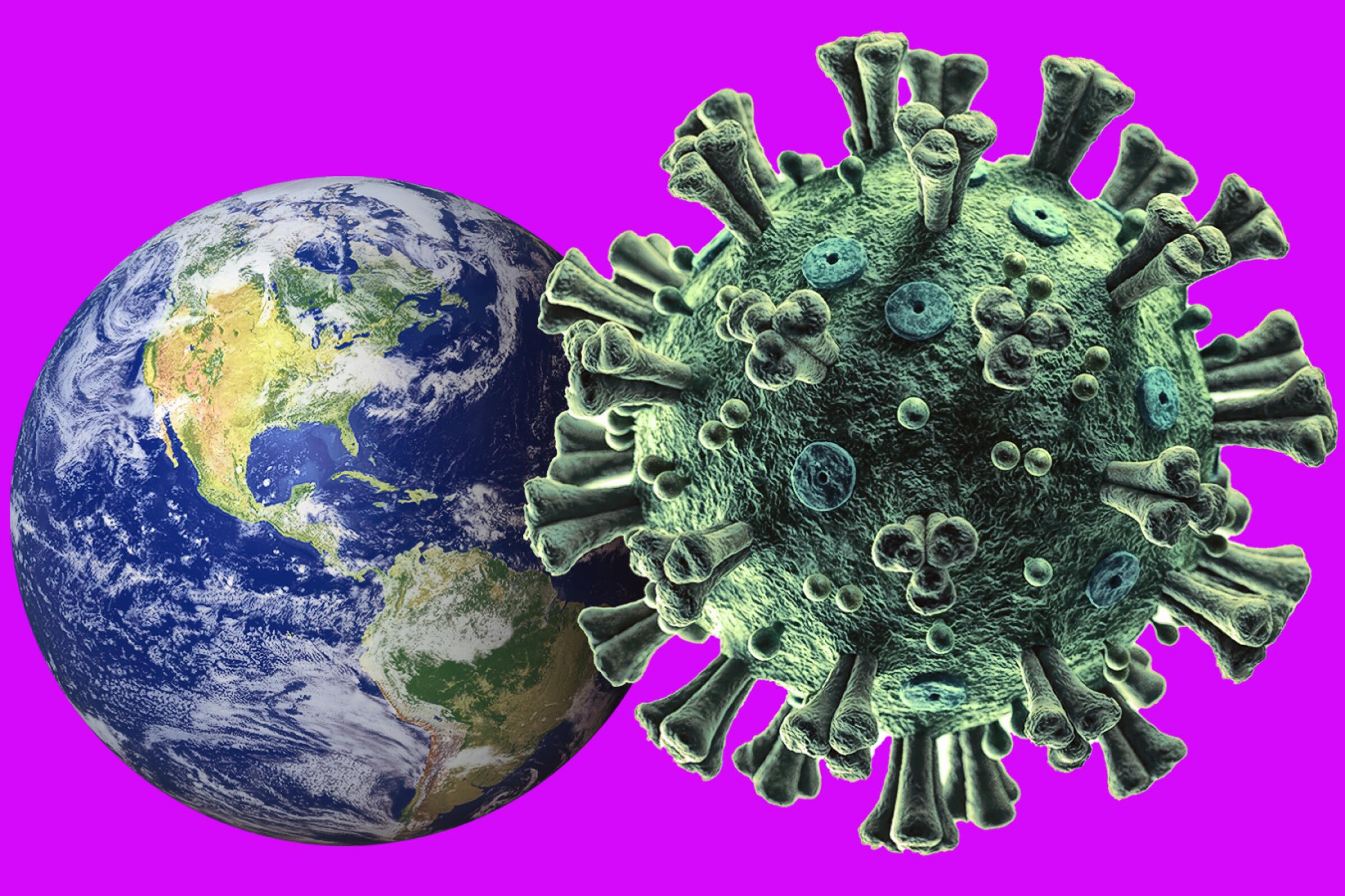 Illustration of the globe and the coronavirus