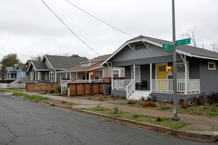 SACRAMENTO, CA - JANUARY 27: Single family houses along 3rd ave. and the corner of 42nd st. in the Historic Oak Park neighborhood on Wednesday, Jan. 27, 2021 in Sacramento, CA. The implications of proposed changes in Sacramento to end single-family home only zoning throughout the city - the first city in California to make such changes. (Gary Coronado / Los Angeles Times)