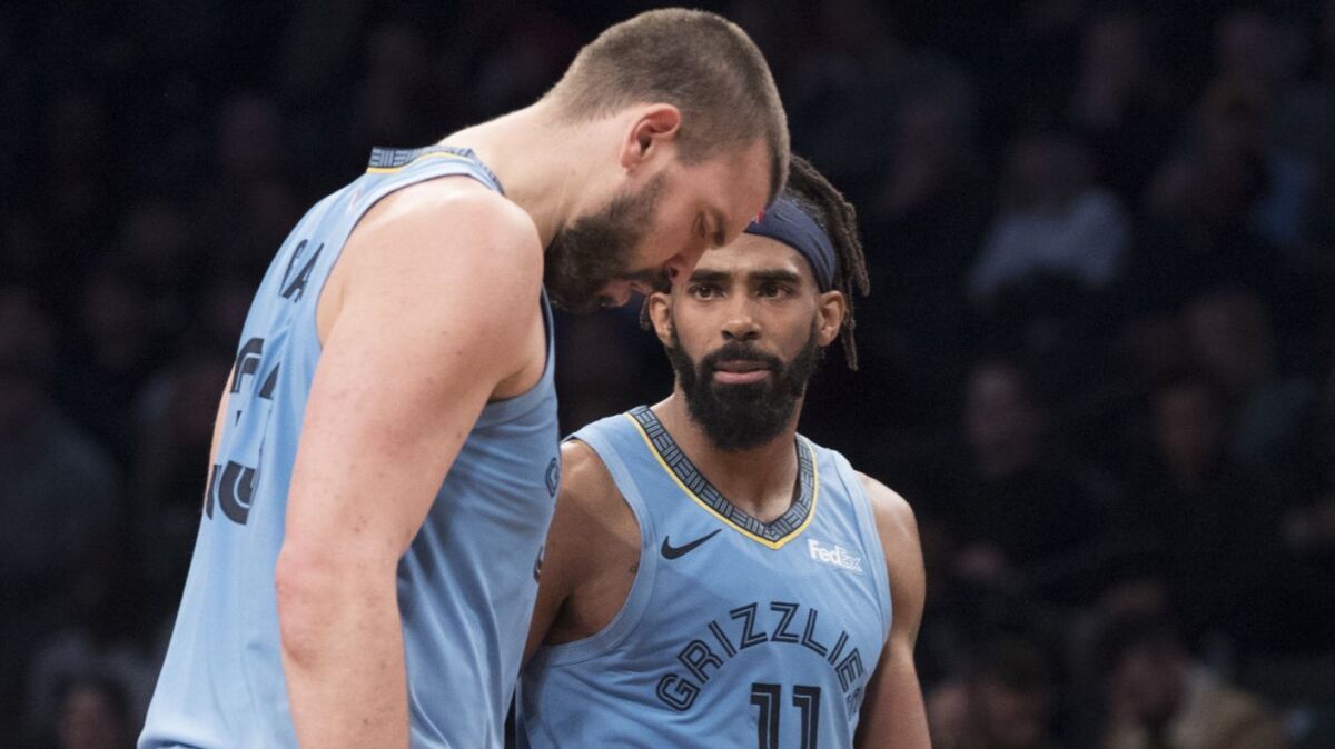 Grizzlies guard Mike Conley (11) and center Marc Gasol are in their 11th season together in Memphis.