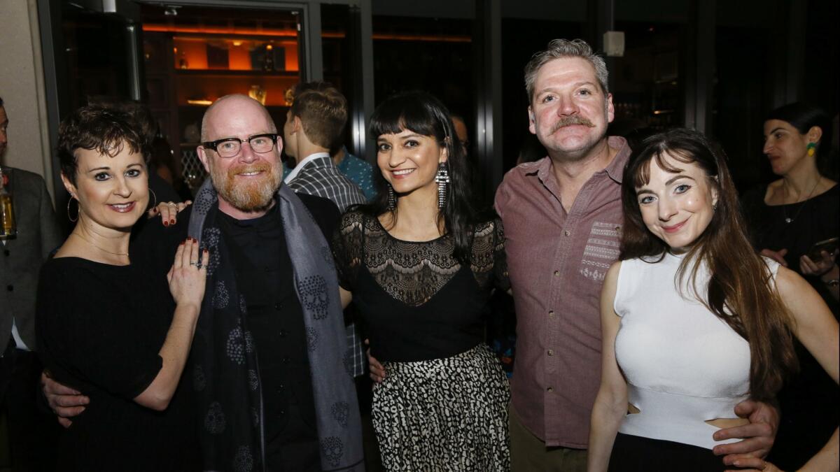 Company member Madelaine Brennan, from left, set and costume designer Lez Brotherston and company members Anjali Mehra, Alan Vincent and Sophia Hurdley.