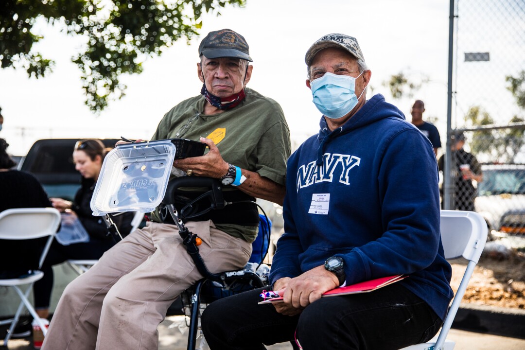 U.S. Marine veteran Ray Gomez and U.S. Navy veteran Kristo Morritt.