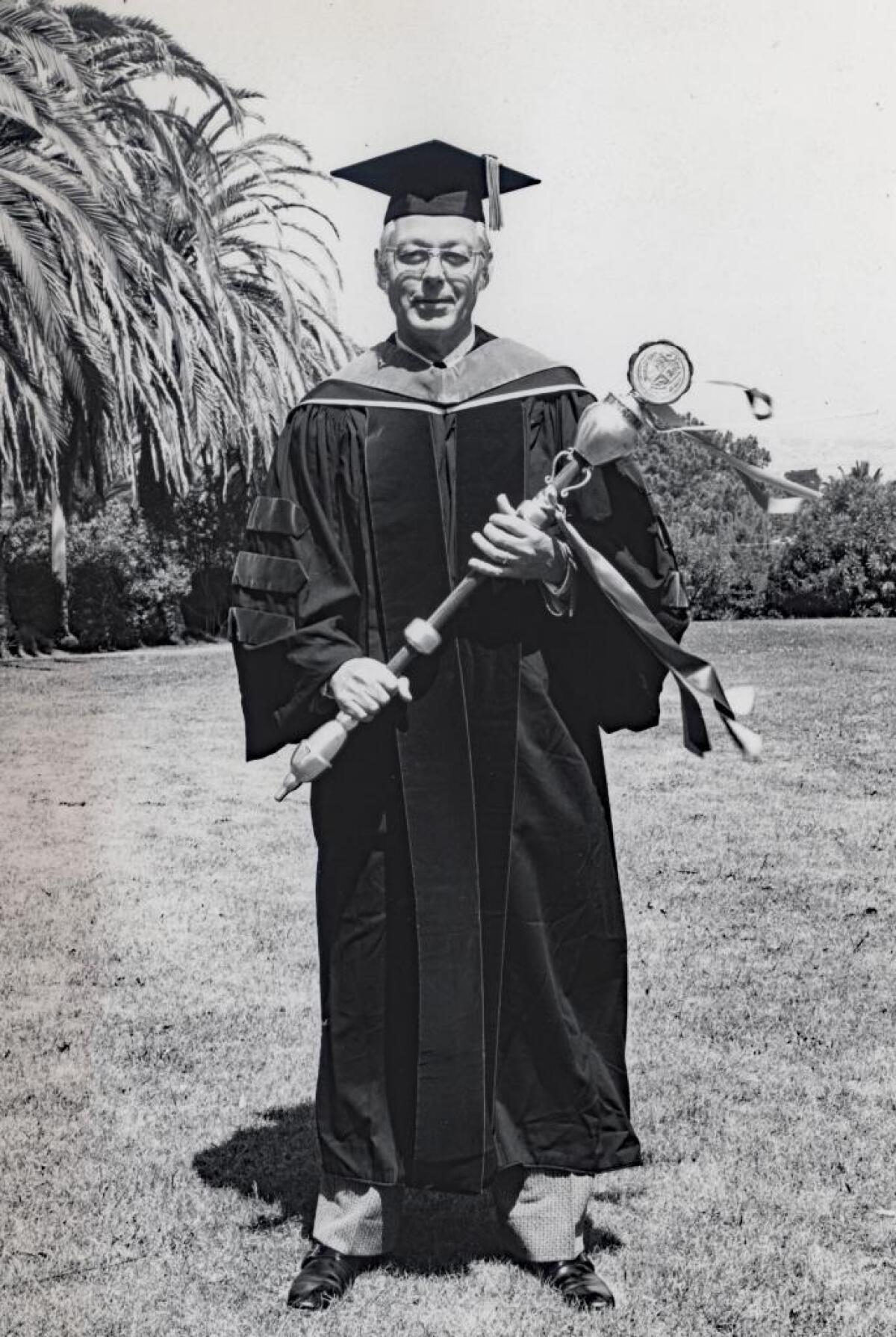 Jim Jackson at the first graduation ceremony held by Point Loma College in 1973.