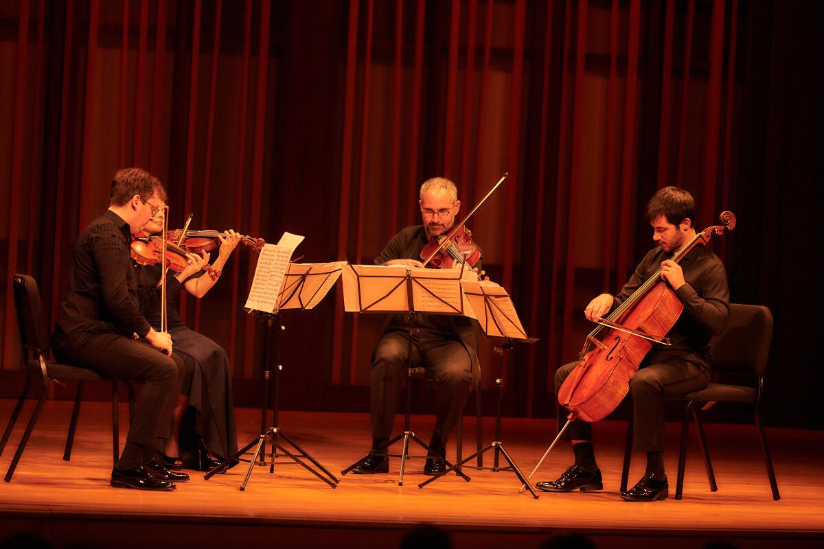 Violinist David Radzynski, violinist Polina Yehudin, viola player Yoni Gertner, and cellist Haran Meltzer (from left) 