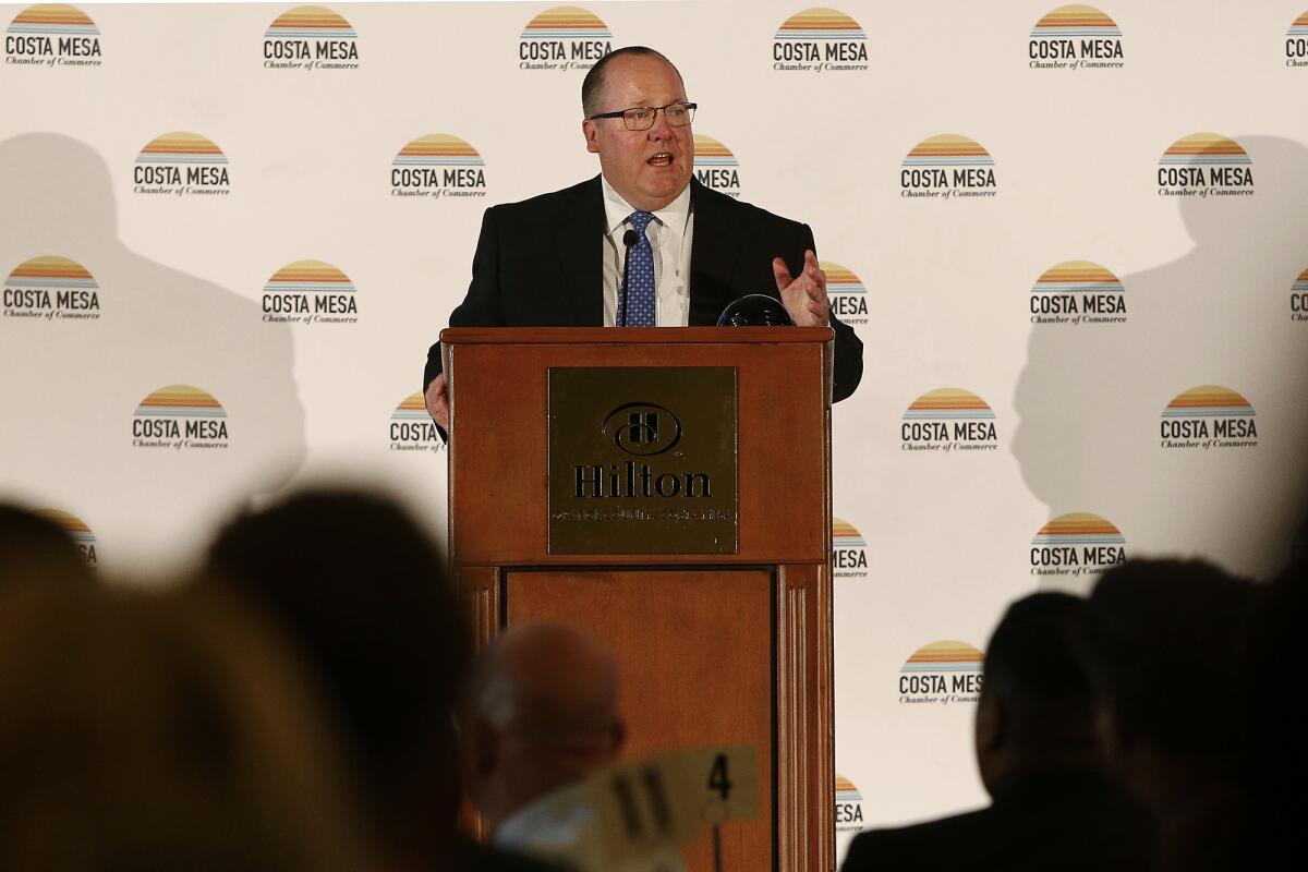 Mayor John Stephens Friday at the Costa Mesa Chamber of Commerce's State of the City luncheon at the Hilton Orange County.