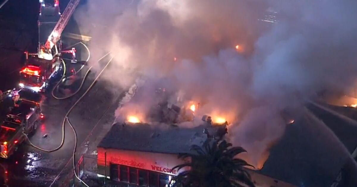 Firefighters battle flames at Compton high school Firefighters battle flames at Compton high school