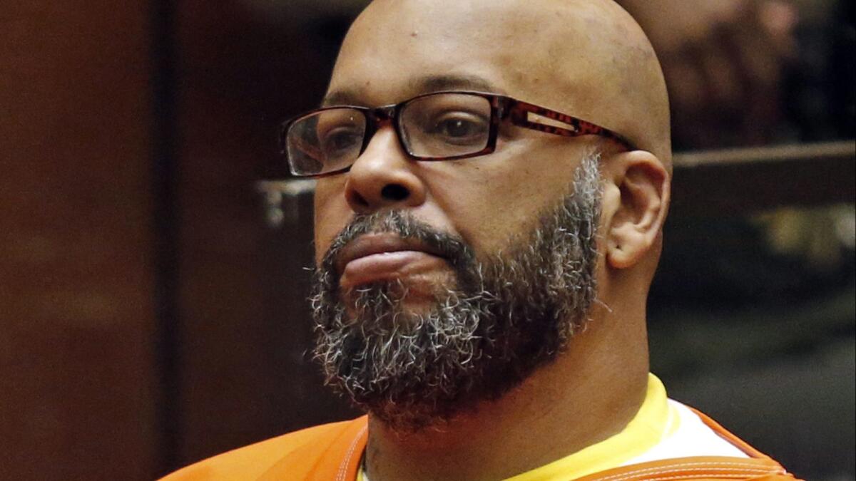 Former rap mogul Marion "Suge" Knight, pictured at an earlier hearing, is accused of intentionally ramming his pickup truck into two men in January 2015, killing one.