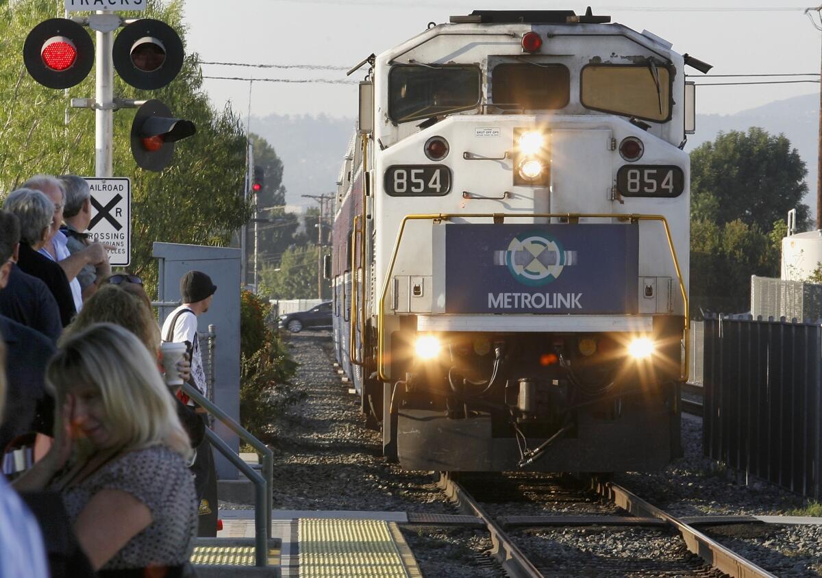 A Metrolink train in 2008. An man was hit and killed by a Metrolink train in North Hollywood on Thursday.