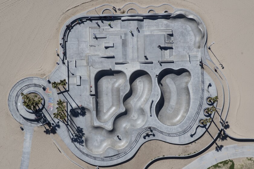 Aerial view of Venice Beach skatepark