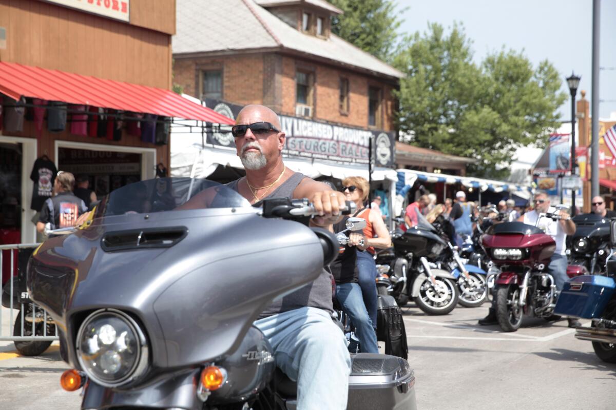 Motorcycles fill the streets of Sturgis, S.D., as the Sturgis Motorcycle Rally began. 