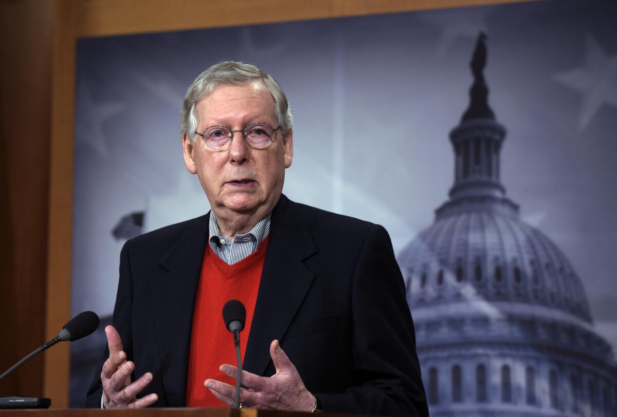 Senate Majority Leader Mitch McConnell speaks in Washington in 2017.