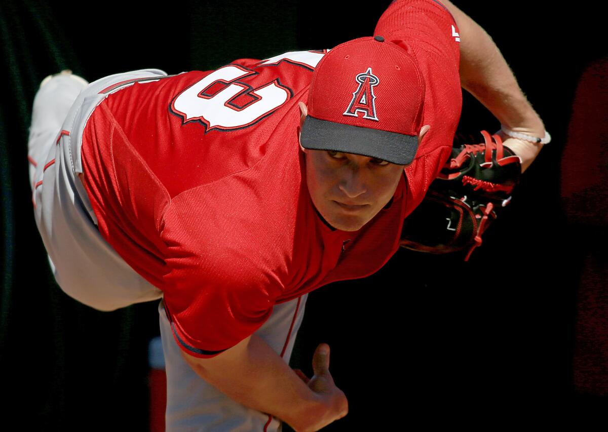 Angels pitcher Garrett Richards during spring training on Wednesday, March 4.