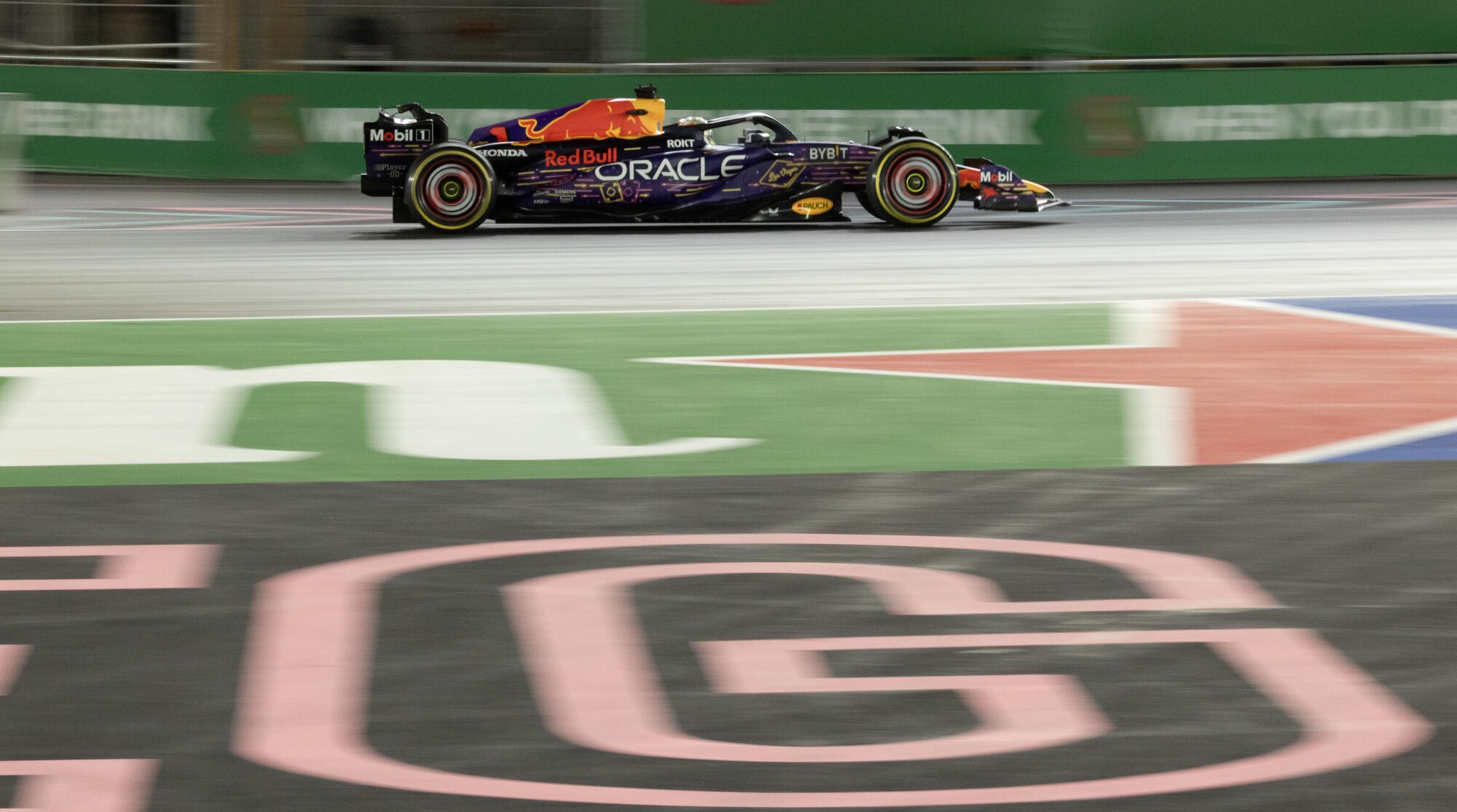 Max Verstappen drives in the Las Vegas Grand Prix.
