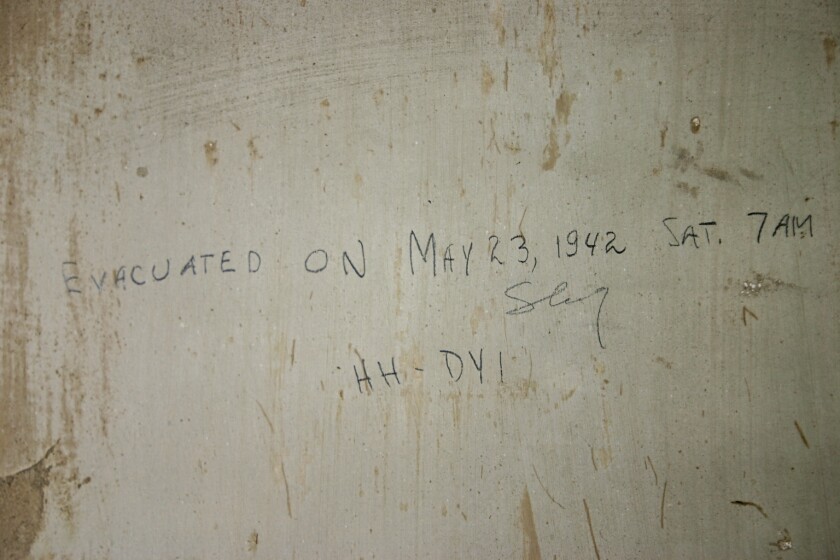 Harold Harada's note on Harada House wall.
