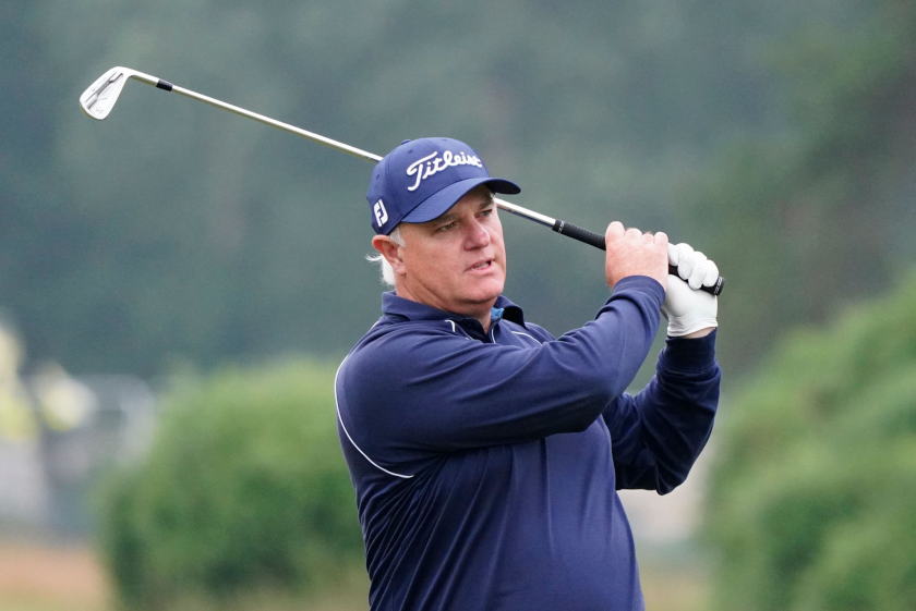 Stephen Dodd plays during the third round of the Senior British Open.