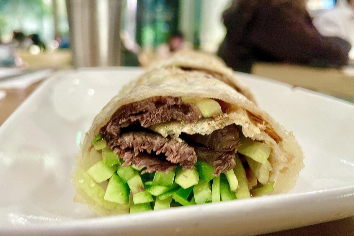 The beef roll from Pine and Crane in Downtown L.A. There is also a location in Silver Lake that serves the same roll.