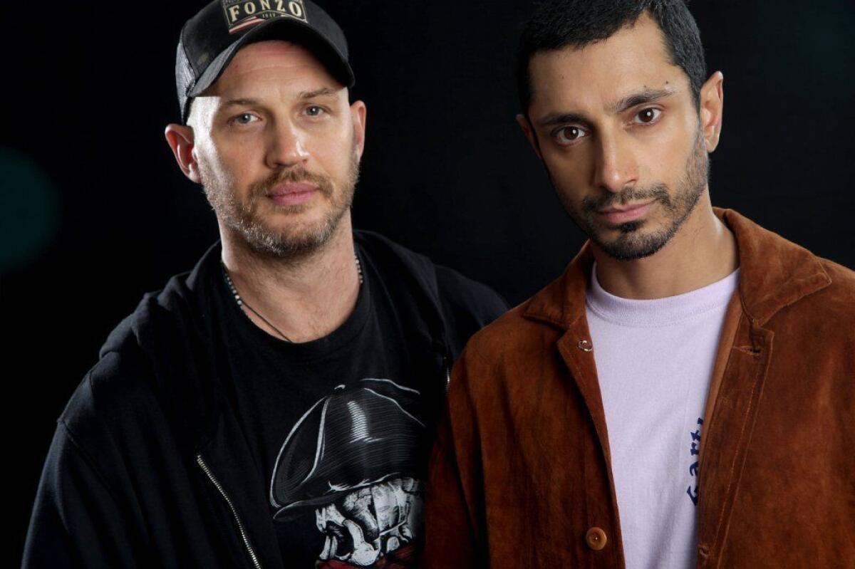 Tom Hardy, left, and Riz Ahmed