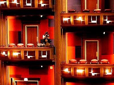 The balcony area of Kodak Theatre includes irregular patterns of wood and color.