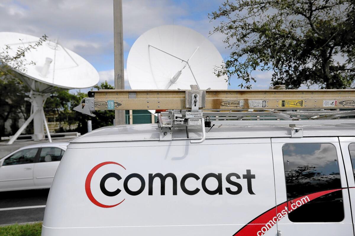 Comcast added 203,000 high-speed subscribers in the second quarter, more than making up for losing 144,000 homes with cable TV channel subscriptions. Above, a Comcast truck in Pompano Beach, Fla.