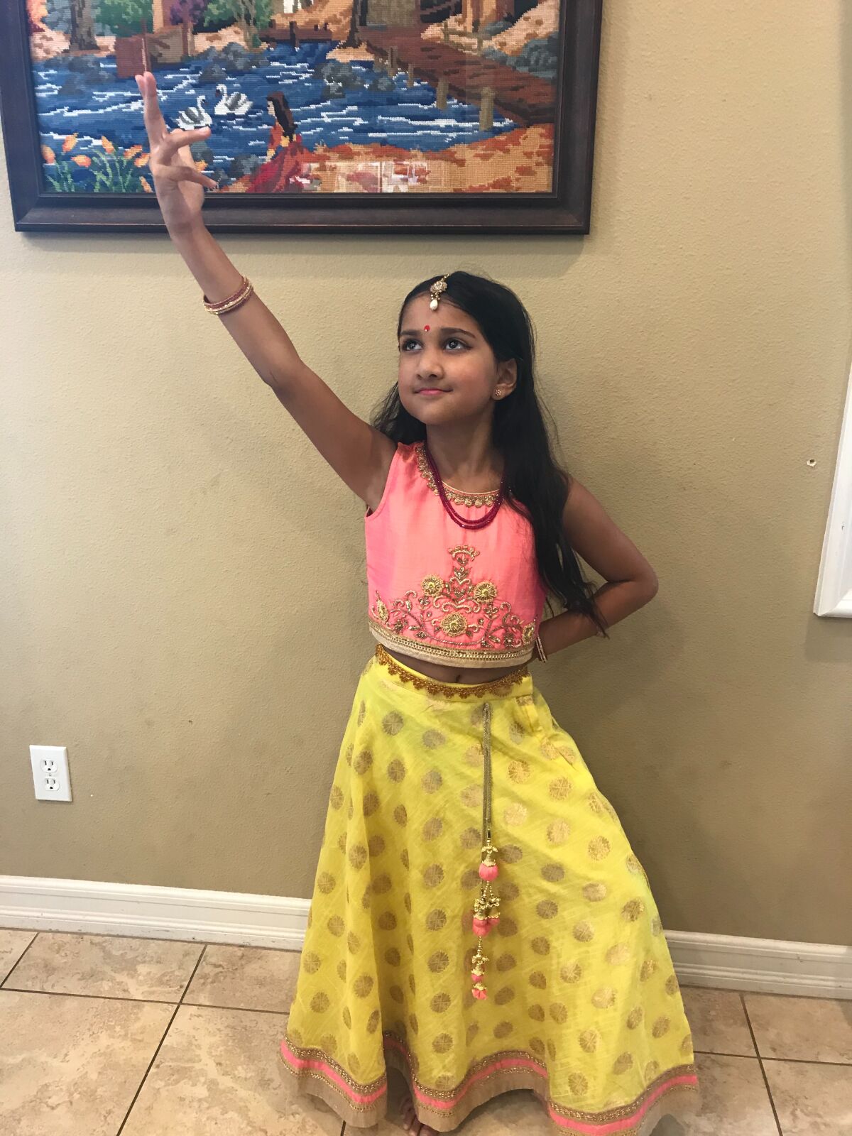Maya B danced to "Jai Ho" in the talent show.