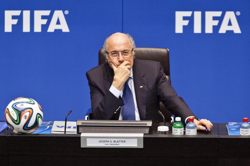 FIFA President Sepp Blatter listens to a question at a news conference in Zurich, Switzerland, on March 21, 2014.