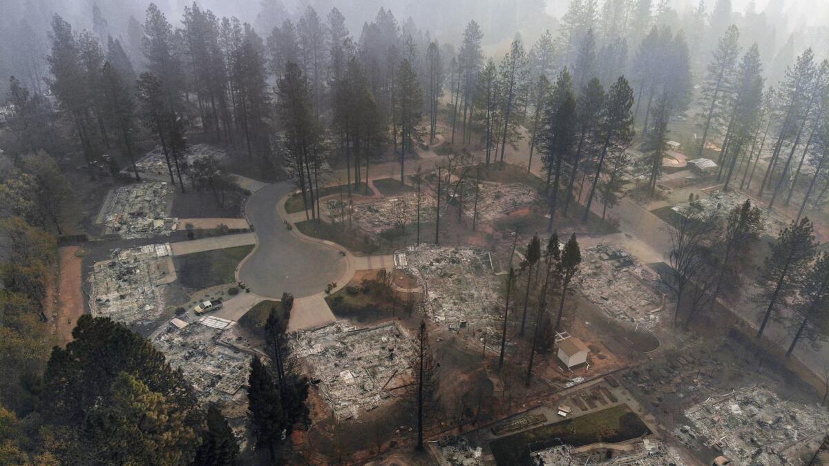 An aerial view of Paradise, Calif., shows the aftermath of the Camp fire, the deadliest fire in state history.