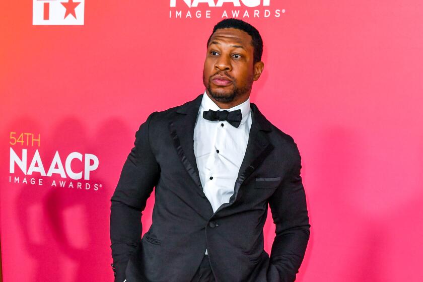 PASADENA, CALIFORNIA - FEBRUARY 25: Jonathan Majors arrives to the 54th Annual NAACP Image Awards at Pasadena Civic Auditorium on February 25, 2023 in Pasadena, California. (Photo by Aaron J. Thornton/Getty Images)