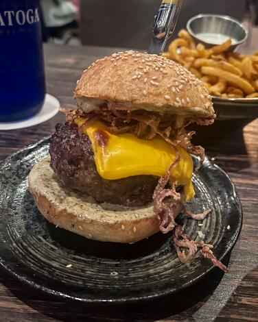 The dry-aged cheeseburger from Here's Looking at You. 