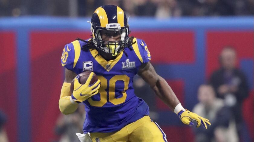 Rams running back Todd Gurley carries the ball during the team's Super Bowl LIII loss to the New England Patriots in February.