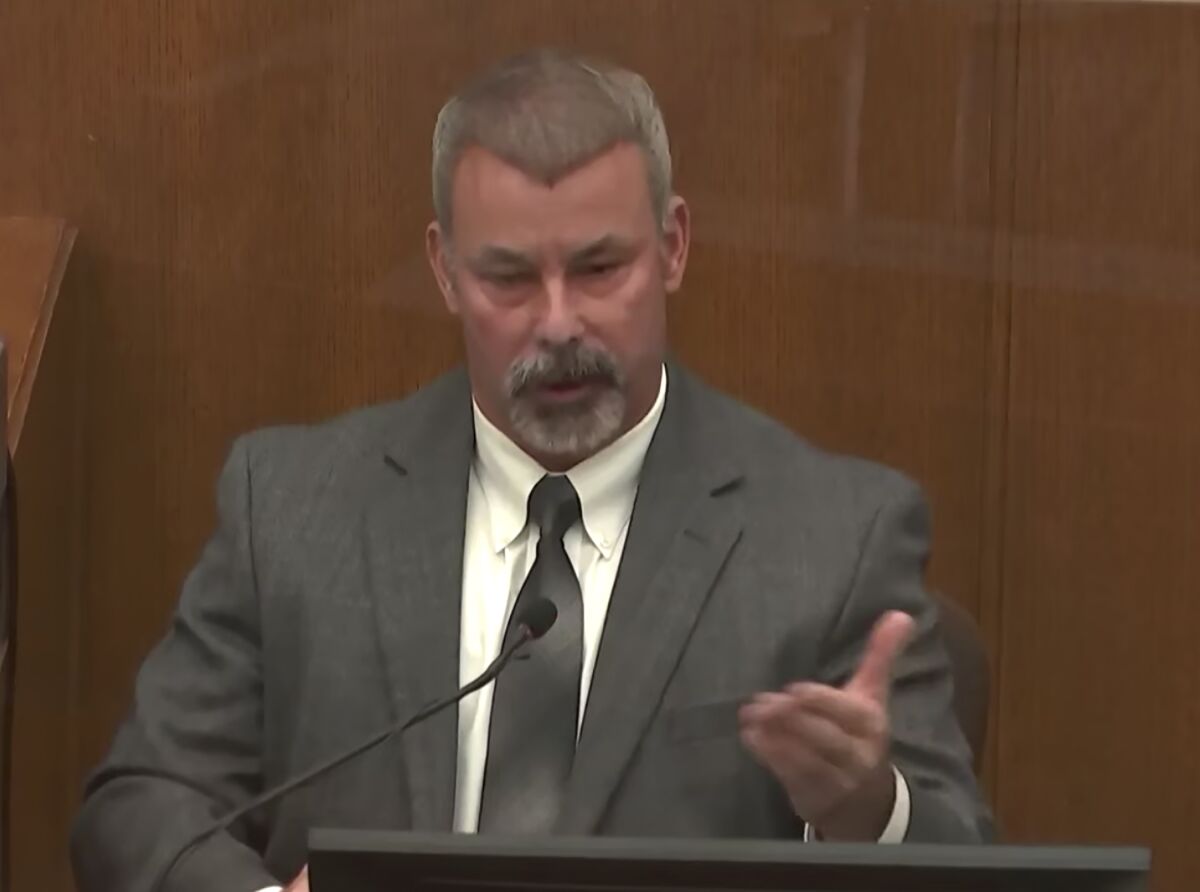 In this screen grab from video, Timothy Gannon, former Brooklyn Center police chief testifies, as Hennepin County Judge Regina Chu presides over court Thursday Dec.16, 2021, in the trial of former Brooklyn Center police Officer Kim Potter in the April 11, 2021, death of Daunte Wright, at the Hennepin County Courthouse in Minneapolis, Minn. (Court TV, via AP, Pool)