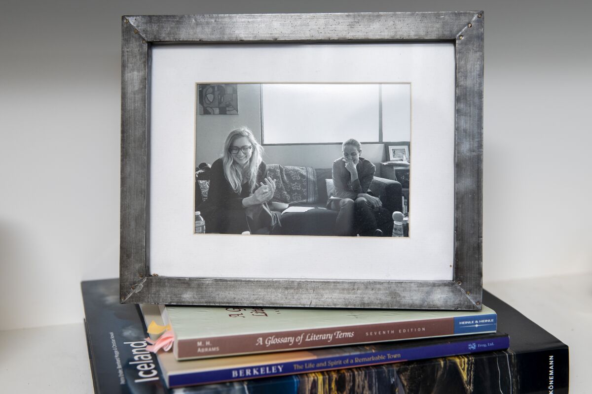 A framed photo of Meriwether and longtime friend and producing partner Katherine Pope
