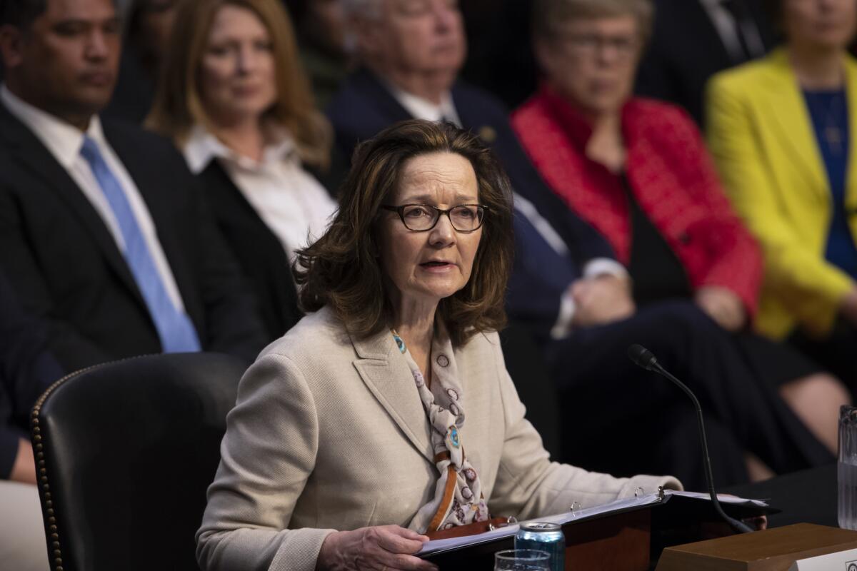 Gina Haspel, President Trump's nominee for CIA director, testifies at her Senate confirmation hearing in Washington on Wednesday.