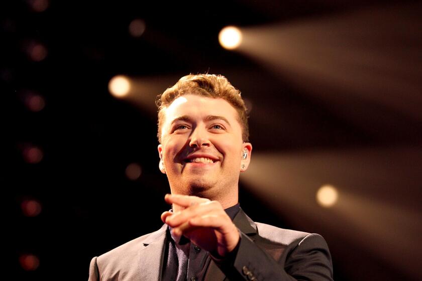 Sam Smith performs Friday night during KIIS-FM's Jingle Ball concert at Staples Center.