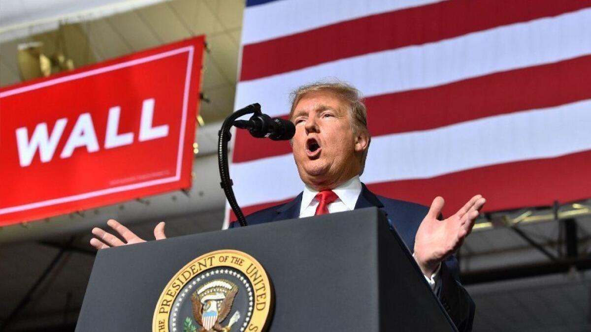 President Trump speaks at a campaign-style rally in El Paso on Feb. 11.