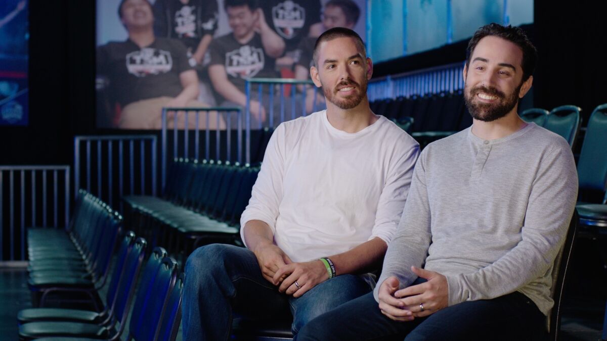 Riot Games co-founders Marc Merrill and Brandon Beck in 2016.