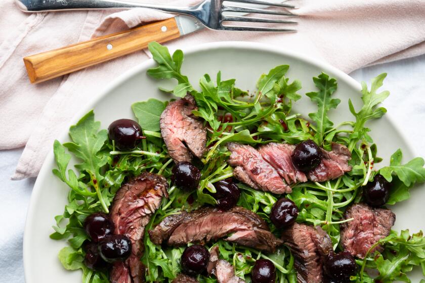 Warm Steak Salad with Sherried Cherries