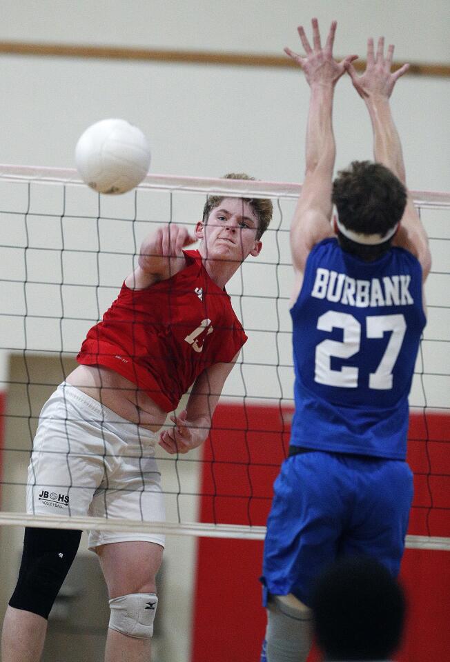 Photo Gallery: Burbank vs. Burroughs in Pacific League boys’ volleyball