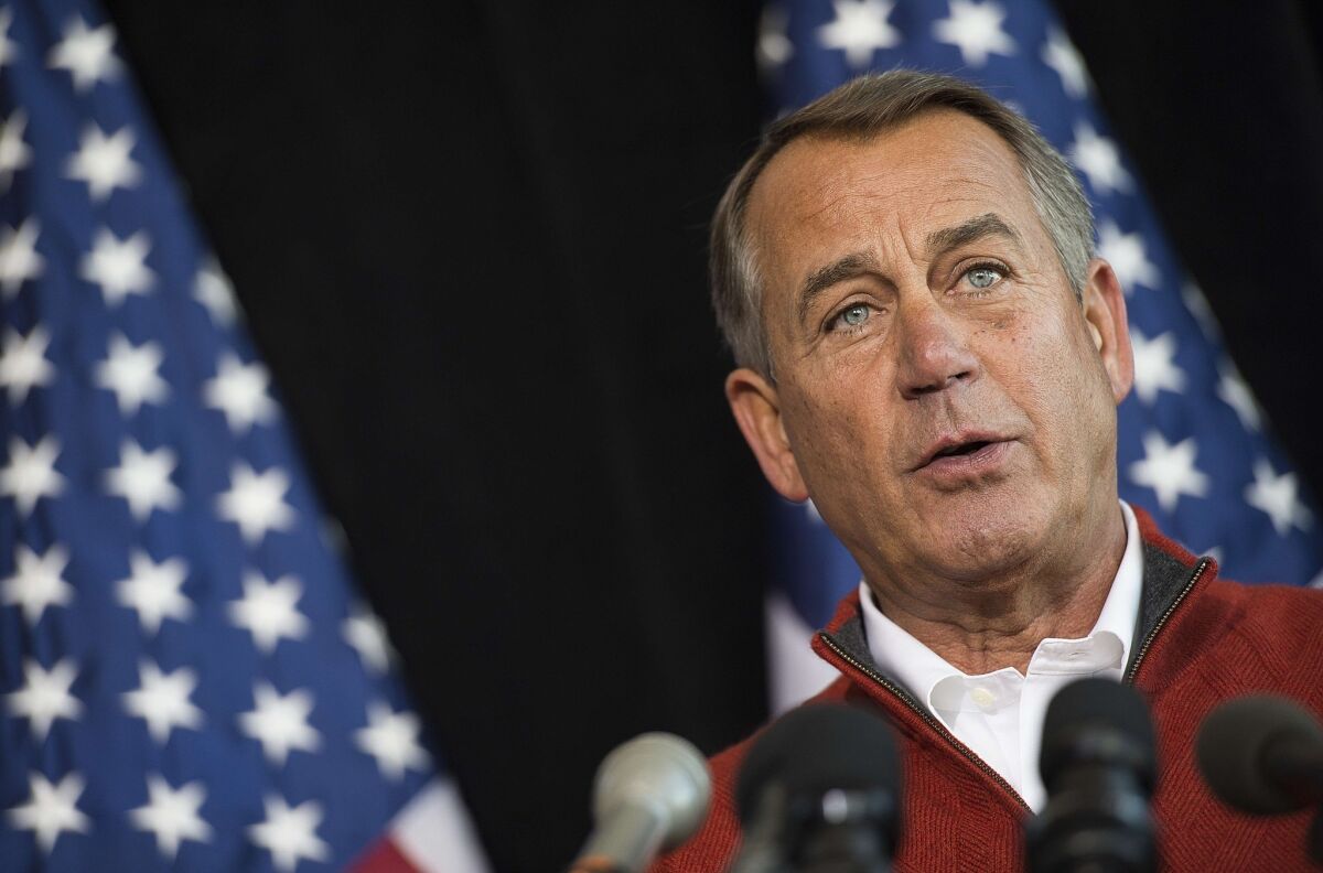 Speaker of the House John A. Boehner (R-Ohio) addresses a news conference in Cambridge, Md.
