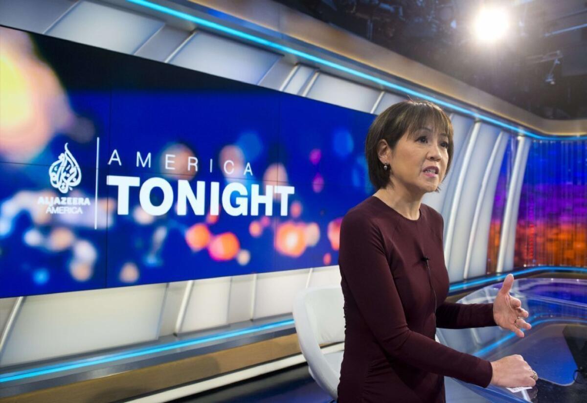 Al Jazeera America will be available to Time Warner Cable subscribers in Los Angeles later this week. Above, Joie Chen, host of the news channel's "America Tonight."