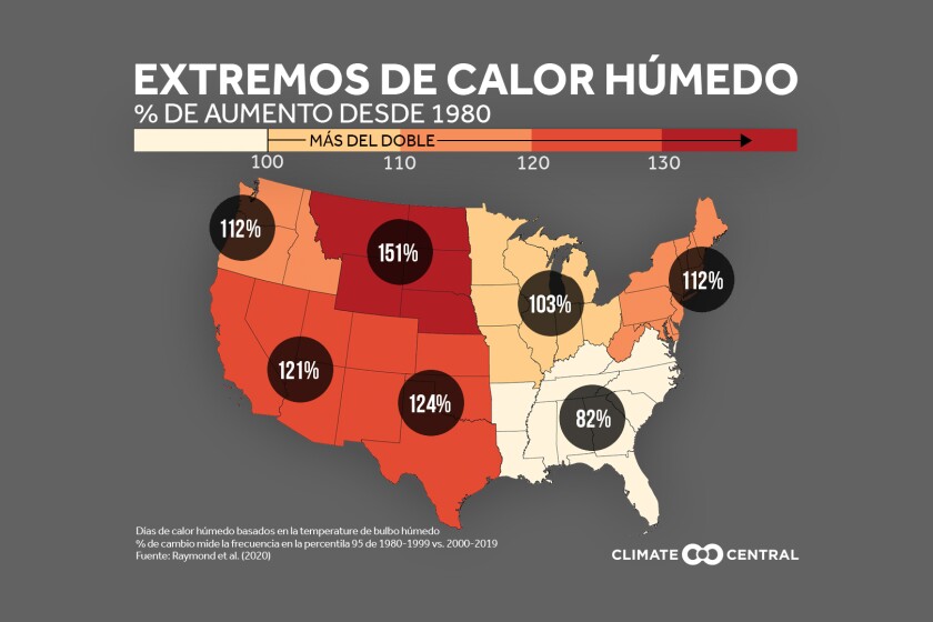 La humedad y el calor siguen en aumento mapa