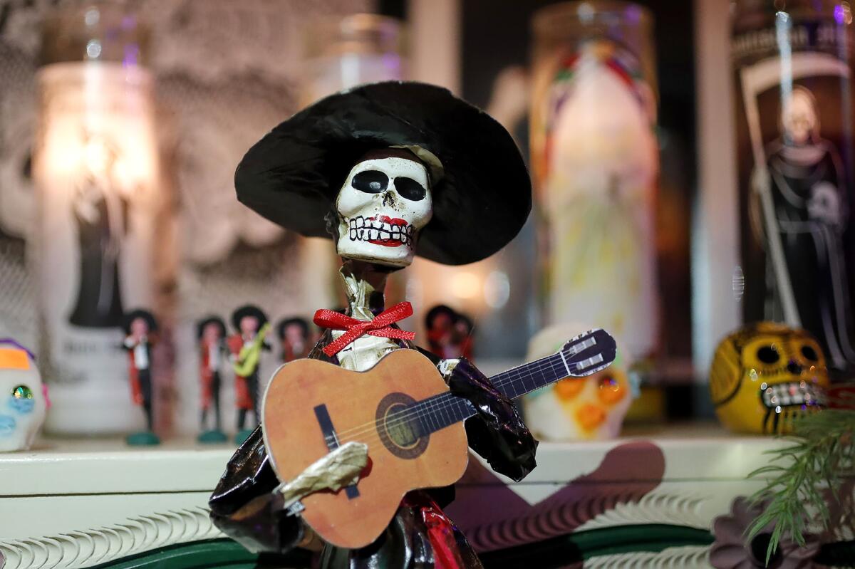 A guitar-playing skeleton headed up the "Dia de los Muertos" display at the Sherman Library & Gardens last year.